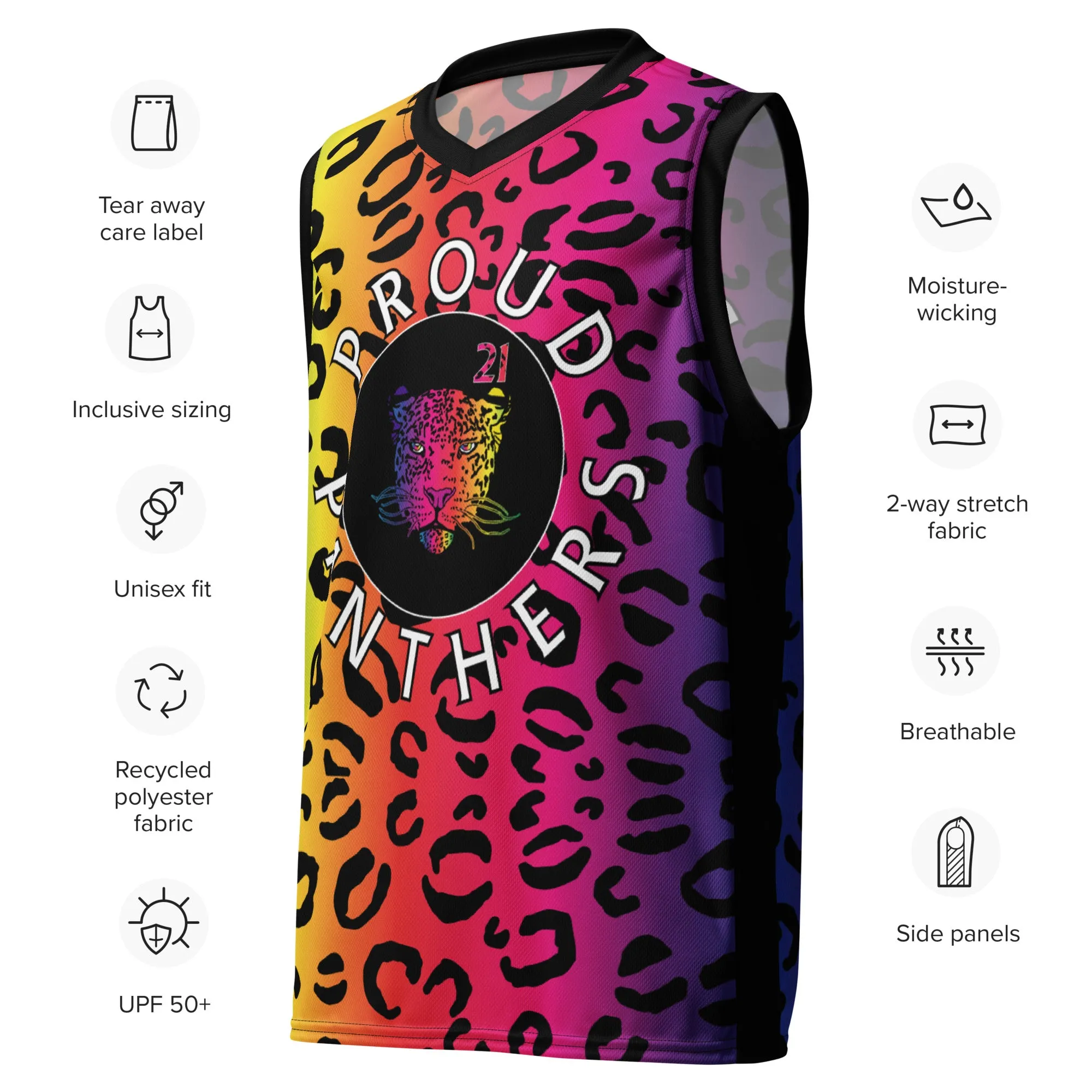 Proud Panther Recycled unisex basketball jersey