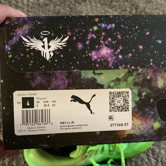 Puma MB 1 Basketball Low Junior Size 4 Lamelo Ball Gecko Green MELO