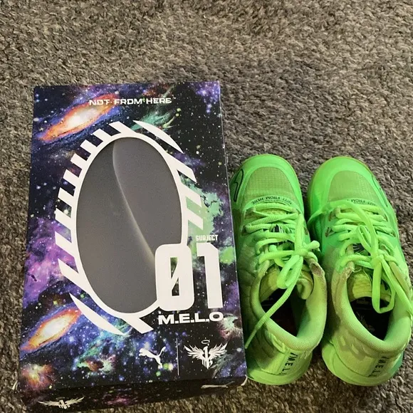 Puma MB 1 Basketball Low Junior Size 4 Lamelo Ball Gecko Green MELO
