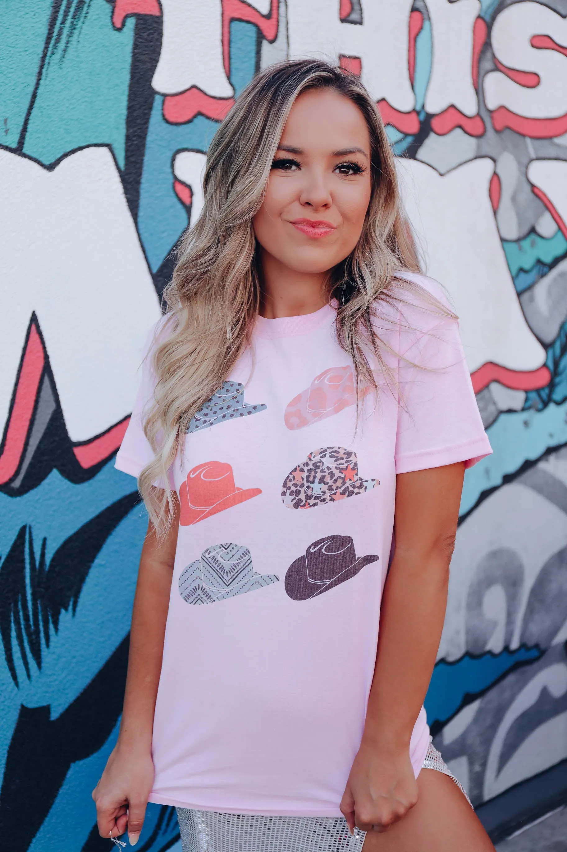 "Cowboy Hats" Graphic Tee - Pink