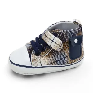 Rabeisir Checkered Canvas Shoes for Baby Boys and Girls,Lightweight and Breathable，0-18Months Infant Firstwalk Sneakers (Black, Infant, Men, 0 Months, Age Range, US Footwear Size System, 6 Months, Medium)