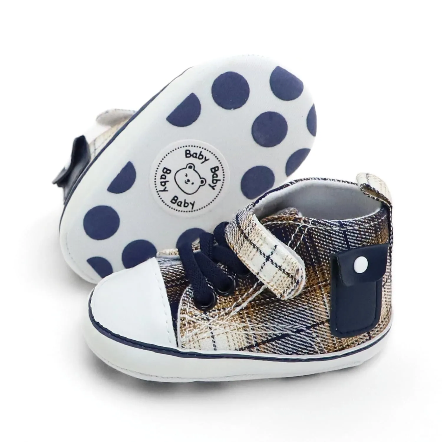 Rabeisir Checkered Canvas Shoes for Baby Boys and Girls,Lightweight and Breathable，0-18Months Infant Firstwalk Sneakers (Black, Infant, Men, 0 Months, Age Range, US Footwear Size System, 6 Months, Medium)
