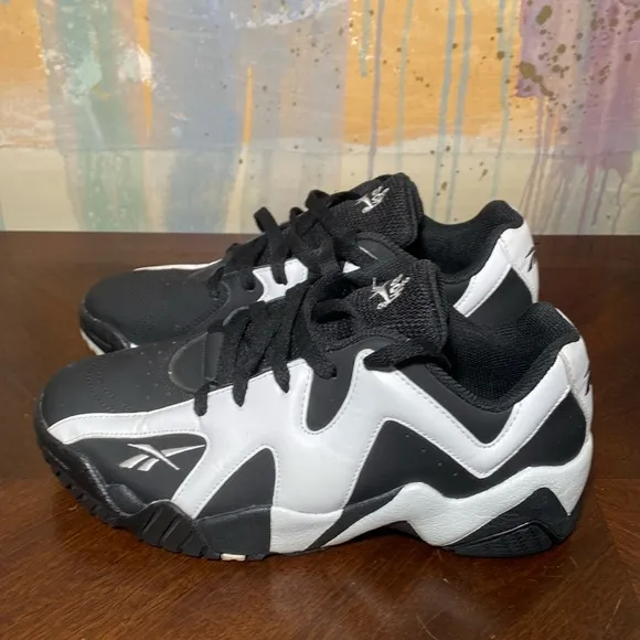 Reebok Kamikaze 2 low Shawn Kemp Black White Basketball Sneakers size 5