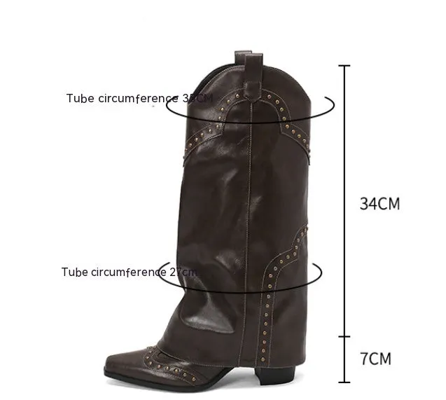 Retro V Cut High Leg Stud Martin Boots