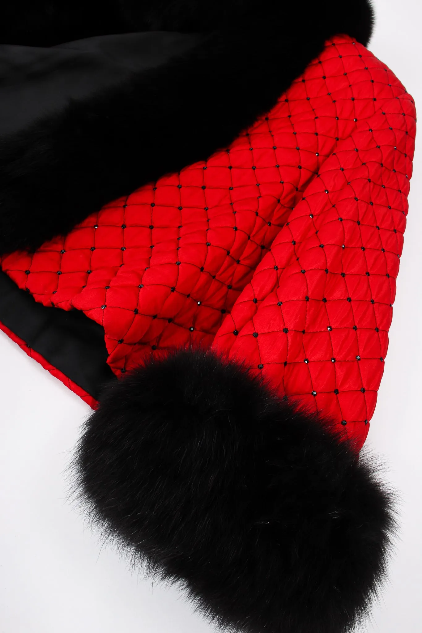 Rhinestone Quilted Fur Swing Jacket