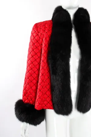 Rhinestone Quilted Fur Swing Jacket