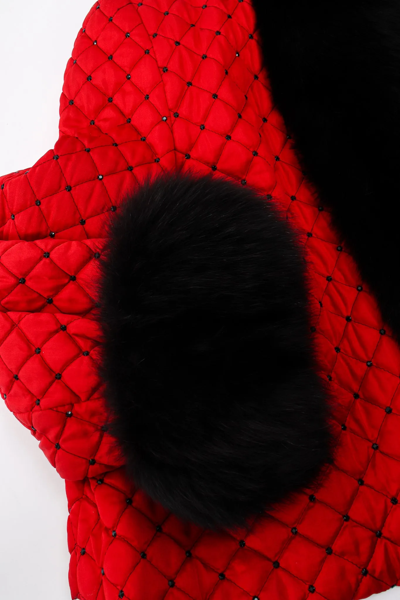 Rhinestone Quilted Fur Swing Jacket