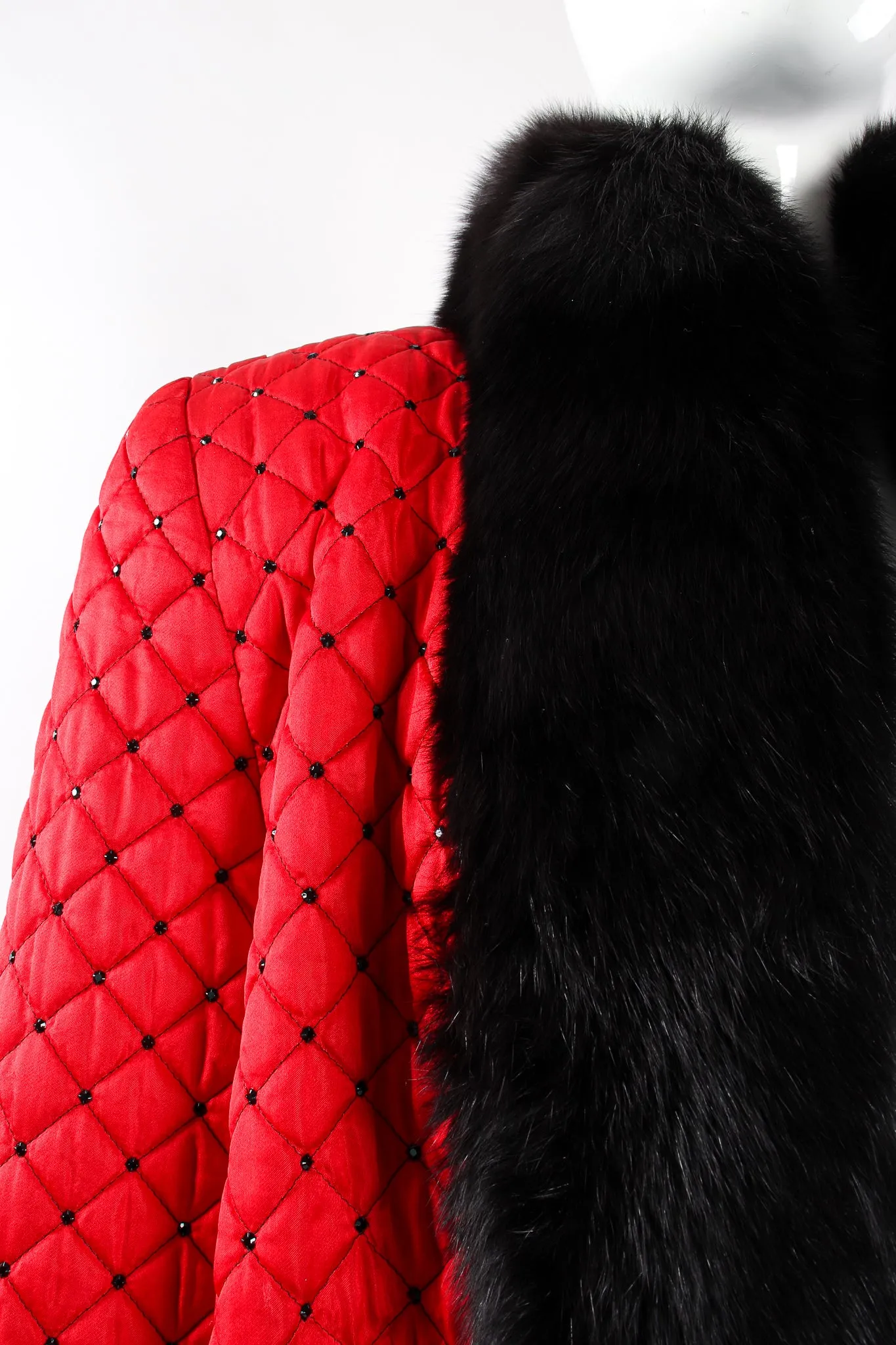 Rhinestone Quilted Fur Swing Jacket