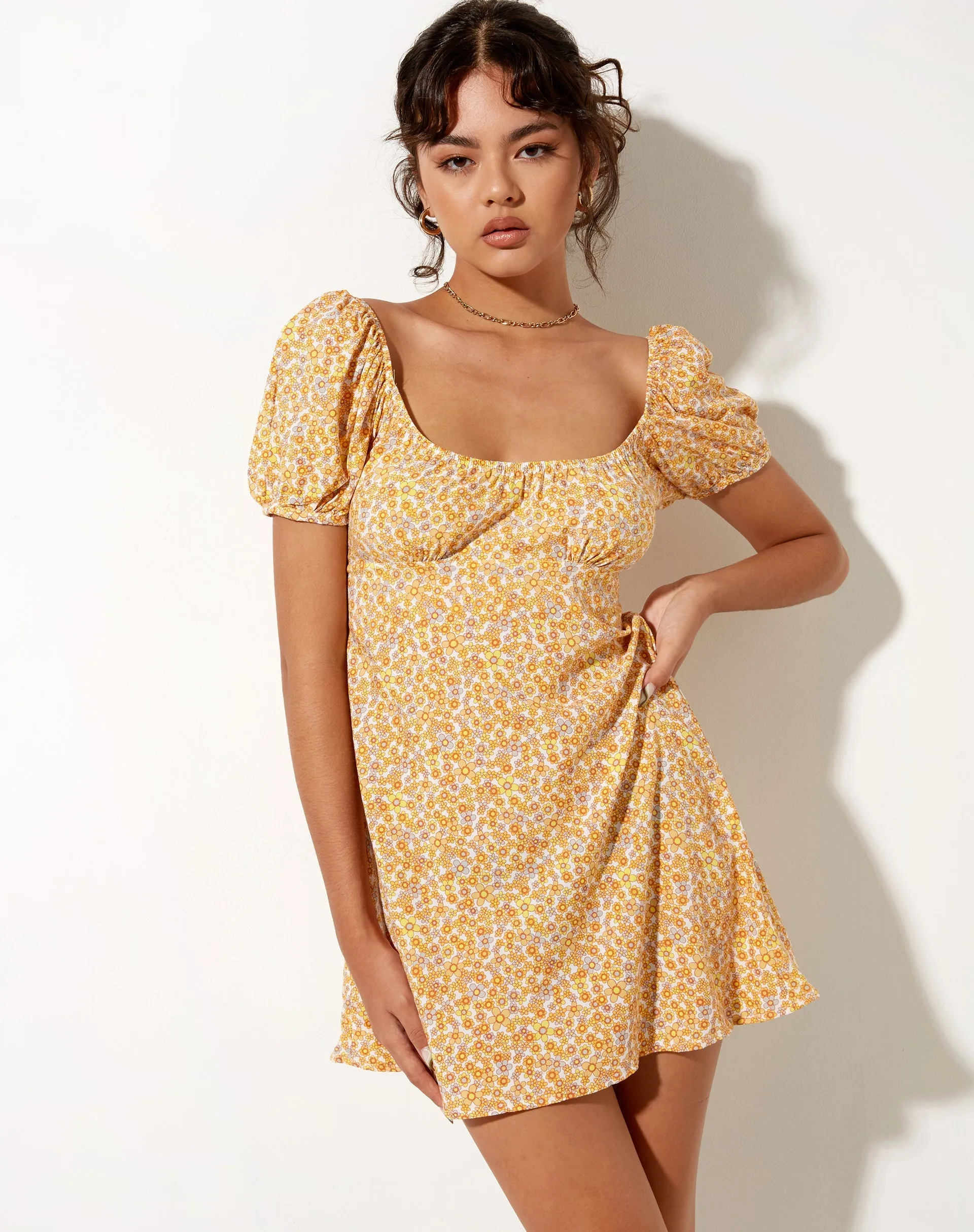 Sasi Mini Dress in Flower Garden Yellow