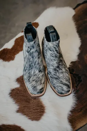 (Size 9 - Square) Hair-on Hide Ankle Booties by Stiefeld