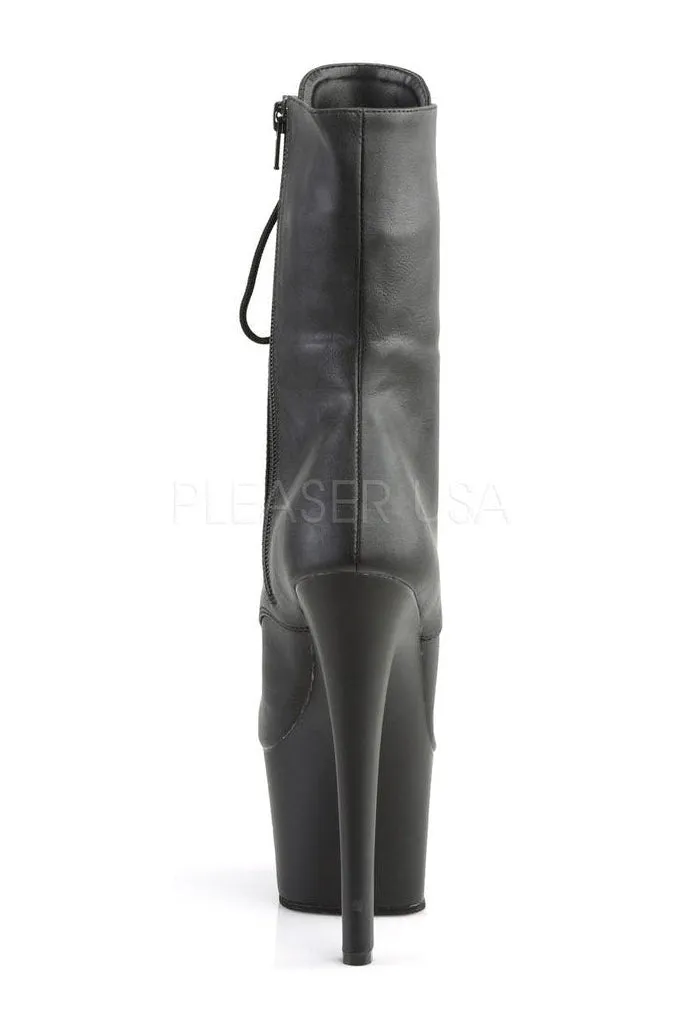SKY-1020 Platform Boot  | Black Faux Leather