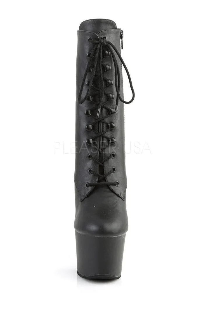 SKY-1020 Platform Boot  | Black Faux Leather