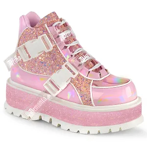 SLACKER-50  Baby Pink Holographic Patent-Pink Multi Glitter