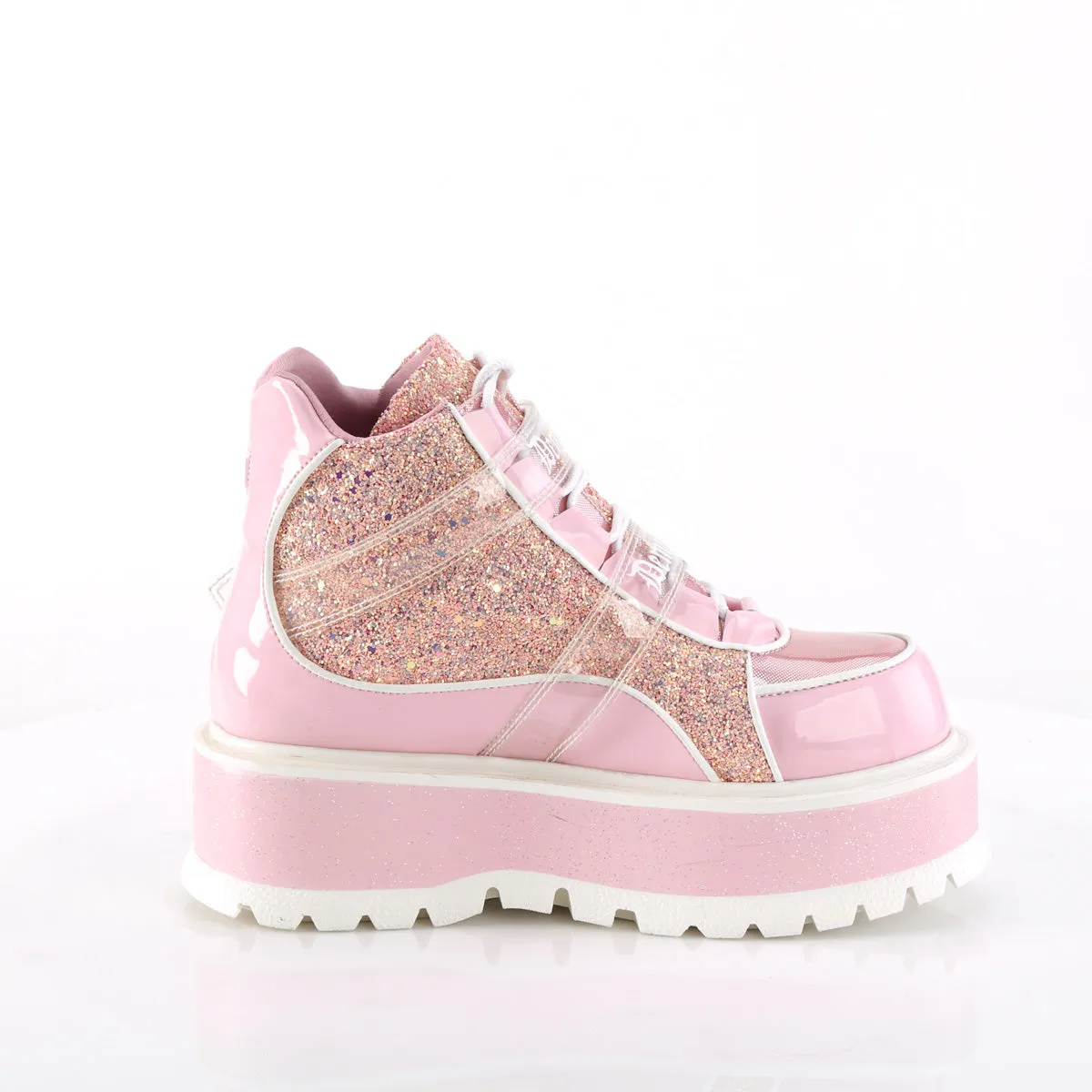 SLACKER-50  Baby Pink Holographic Patent-Pink Multi Glitter