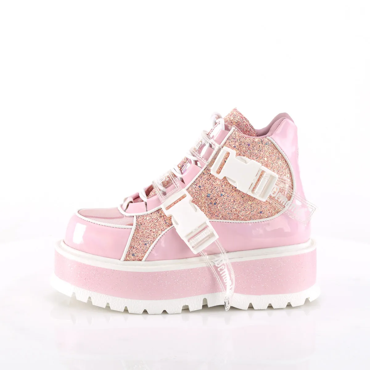 SLACKER-50  Baby Pink Holographic Patent-Pink Multi Glitter