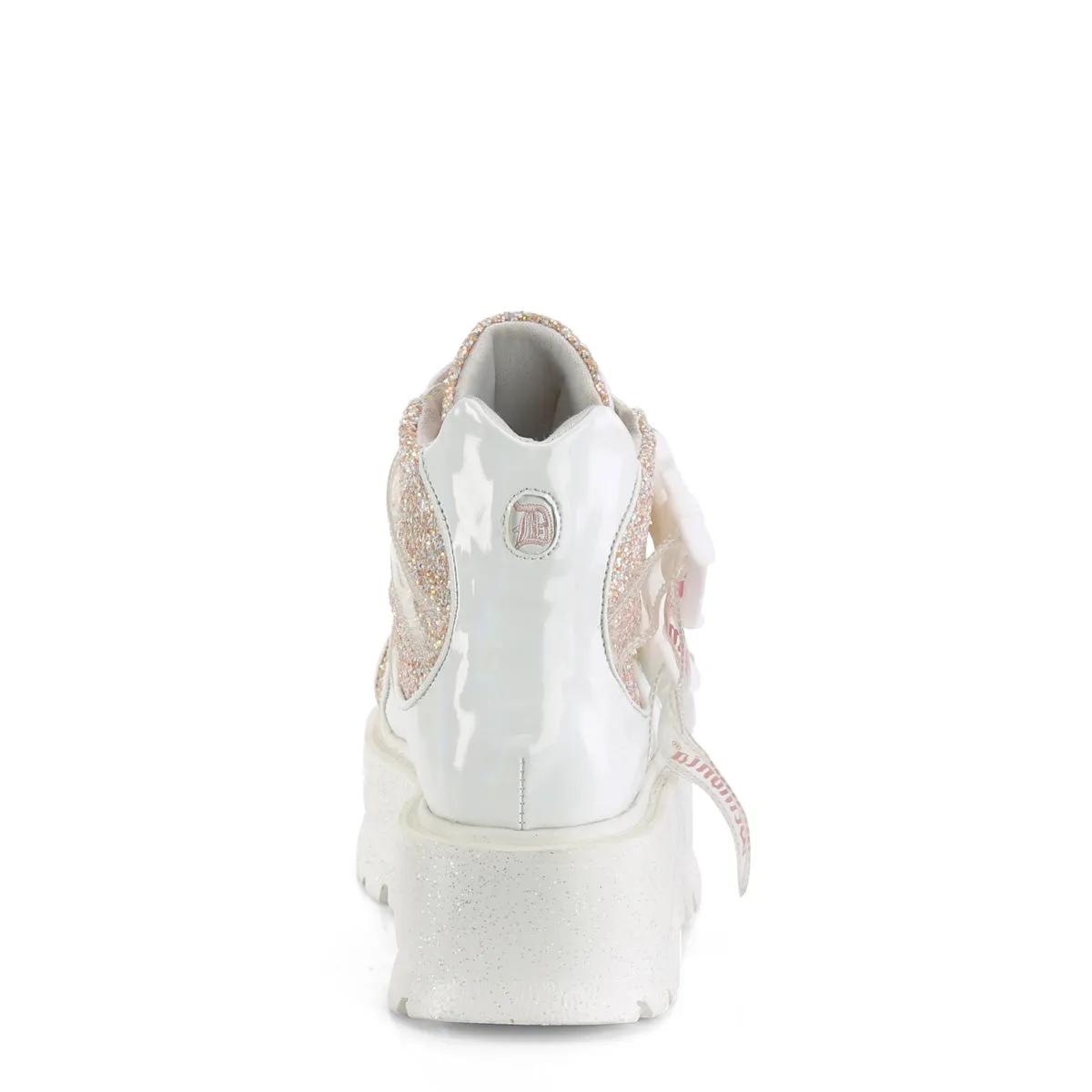 SLACKER-50  White Holographic Patent-Baby Pink Multi Glitter