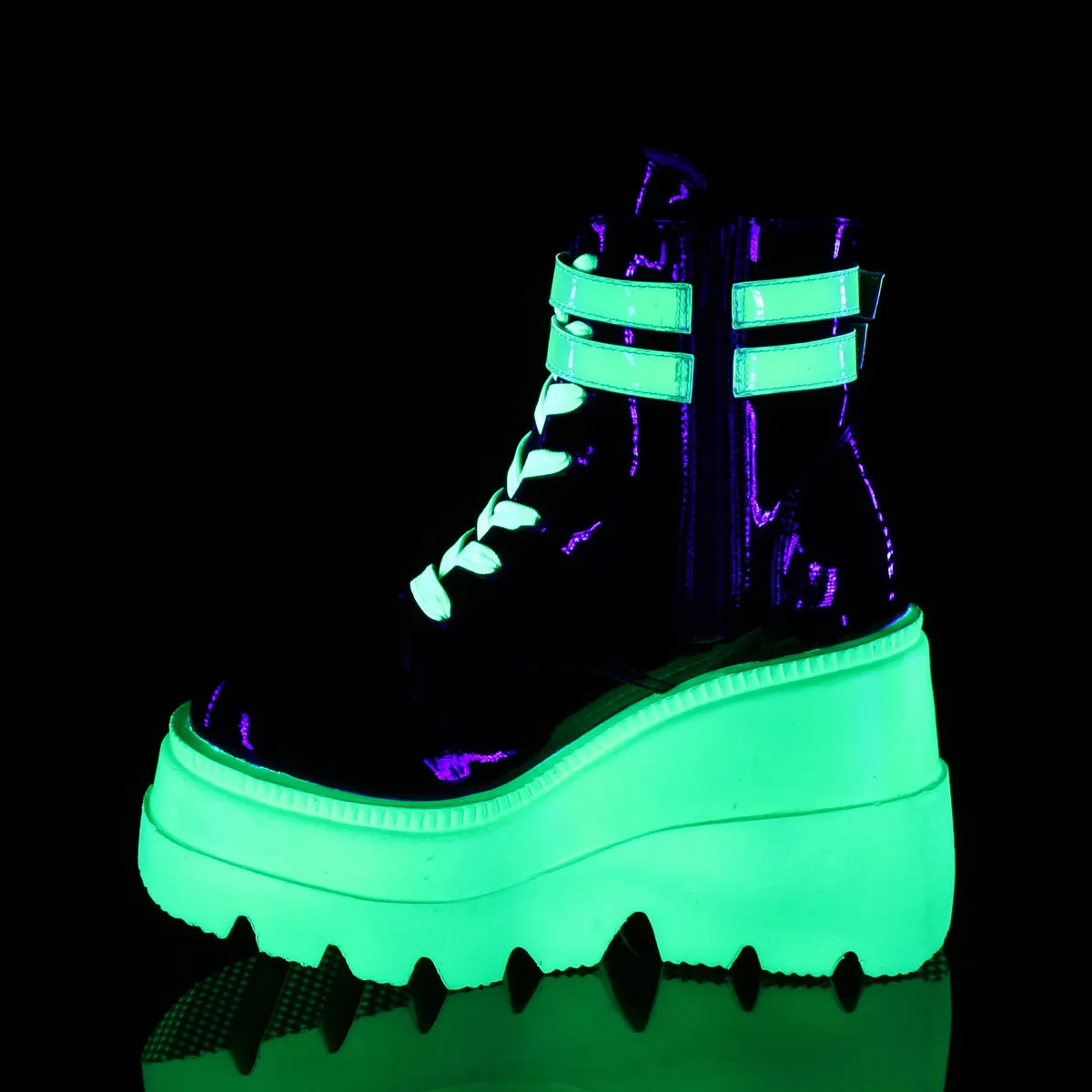 SLACKER-52  Black Patent-UV Iridescent Green