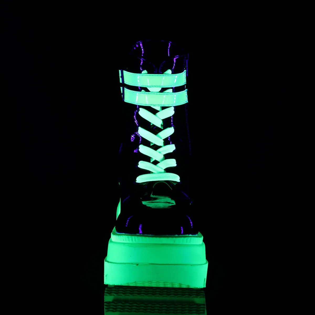 SLACKER-52  Black Patent-UV Iridescent Green