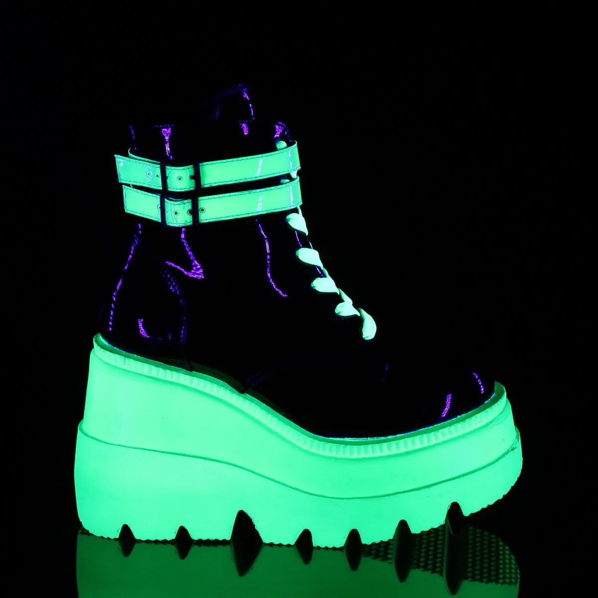 SLACKER-52  Black Patent-UV Iridescent Green