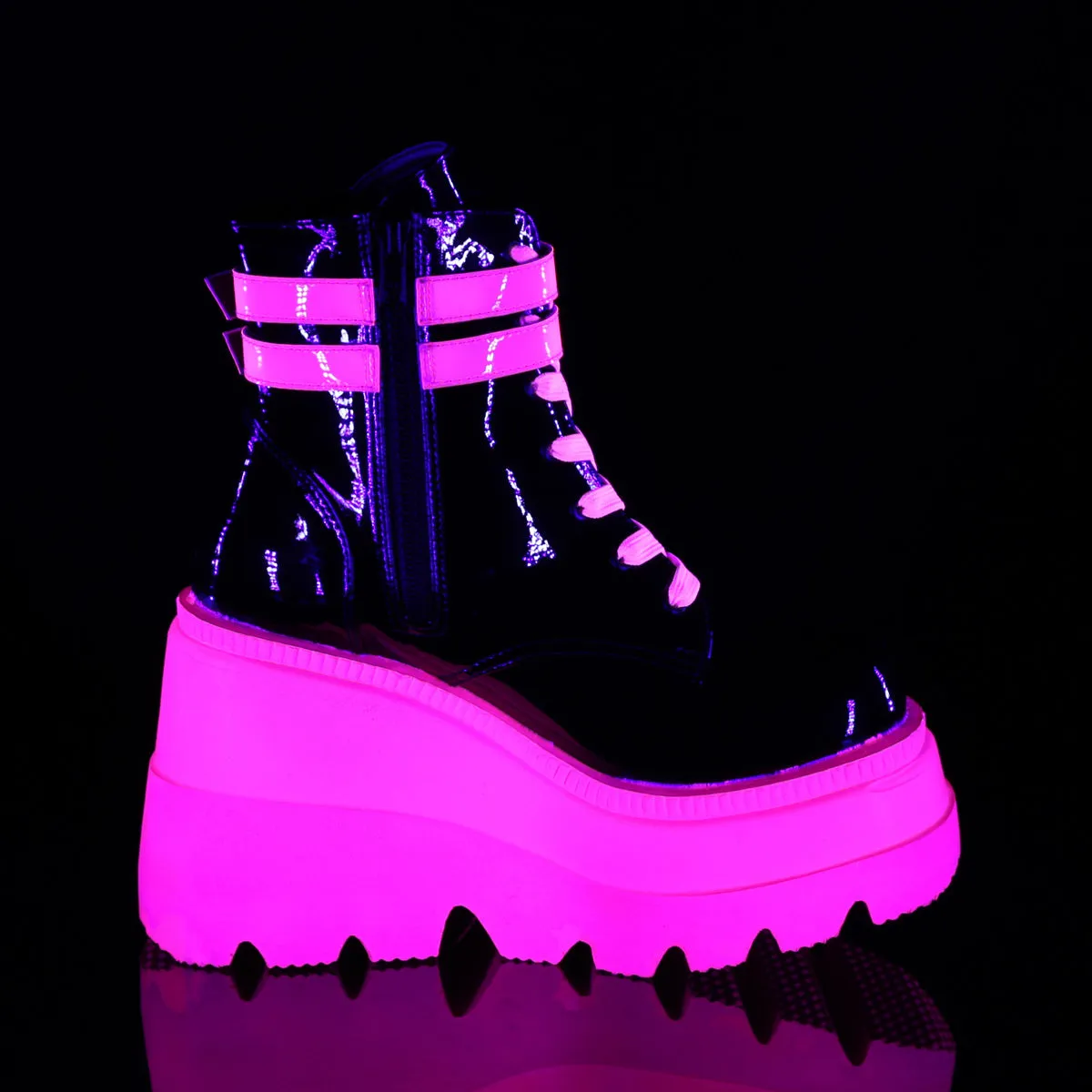 SLACKER-52  Black Patent-UV Iridescent Pink