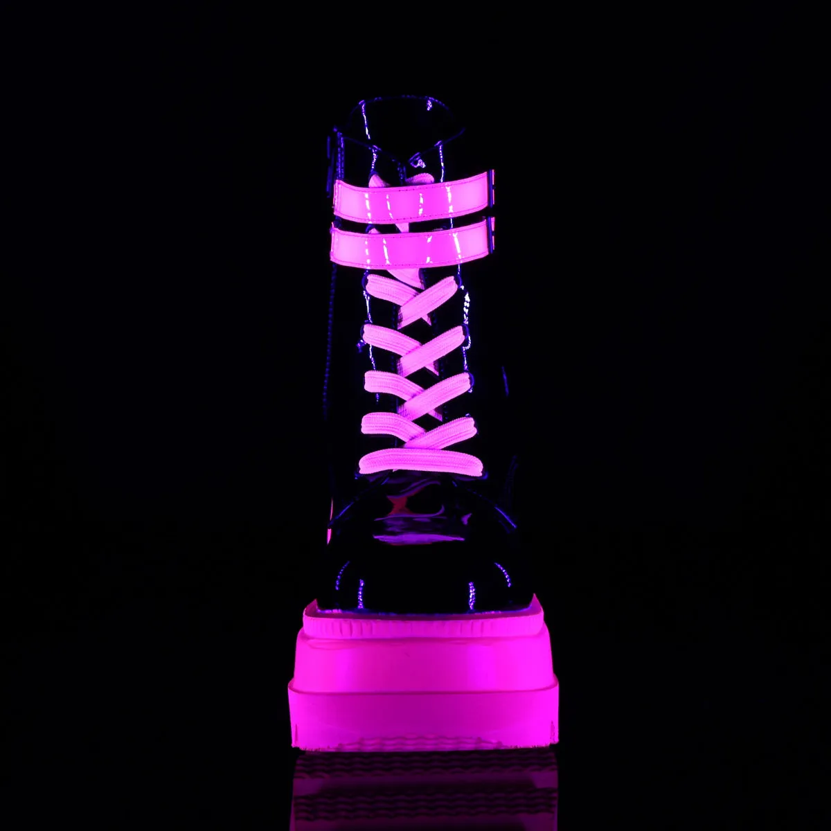 SLACKER-52  Black Patent-UV Iridescent Pink