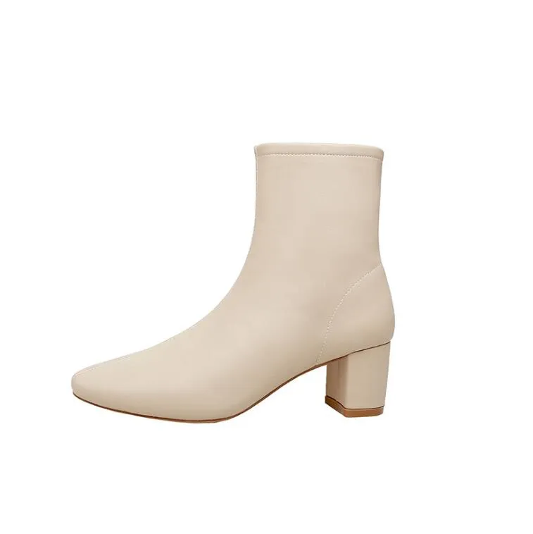 Small Feet Chunky Mid Heel Short Boots TS148