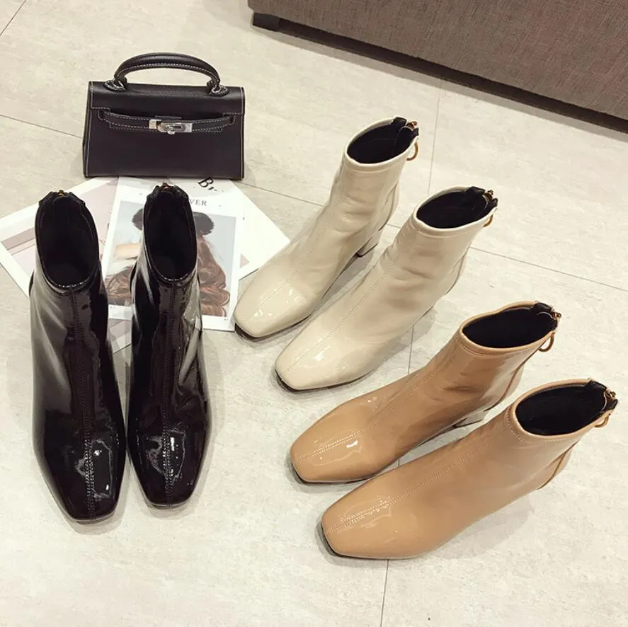 Small Feet Patent Ankle Short Boots AP118
