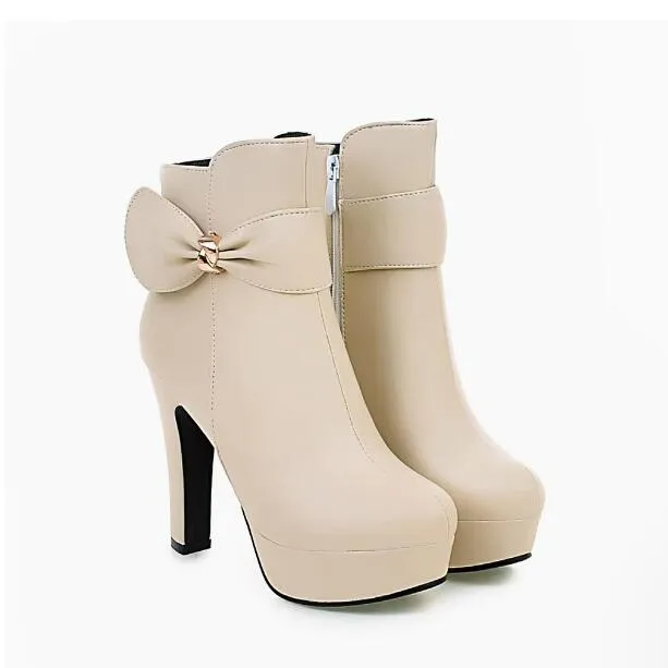 Small Feet Platform Chunky High Heel Boots TS208