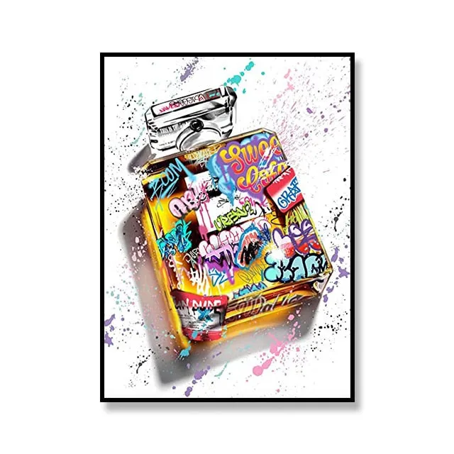 Street Graffiti Canvas Art Print Perfume Bottle Basketball Soccer Decoration Painting Living Room Art Poster for Home Wall Decor