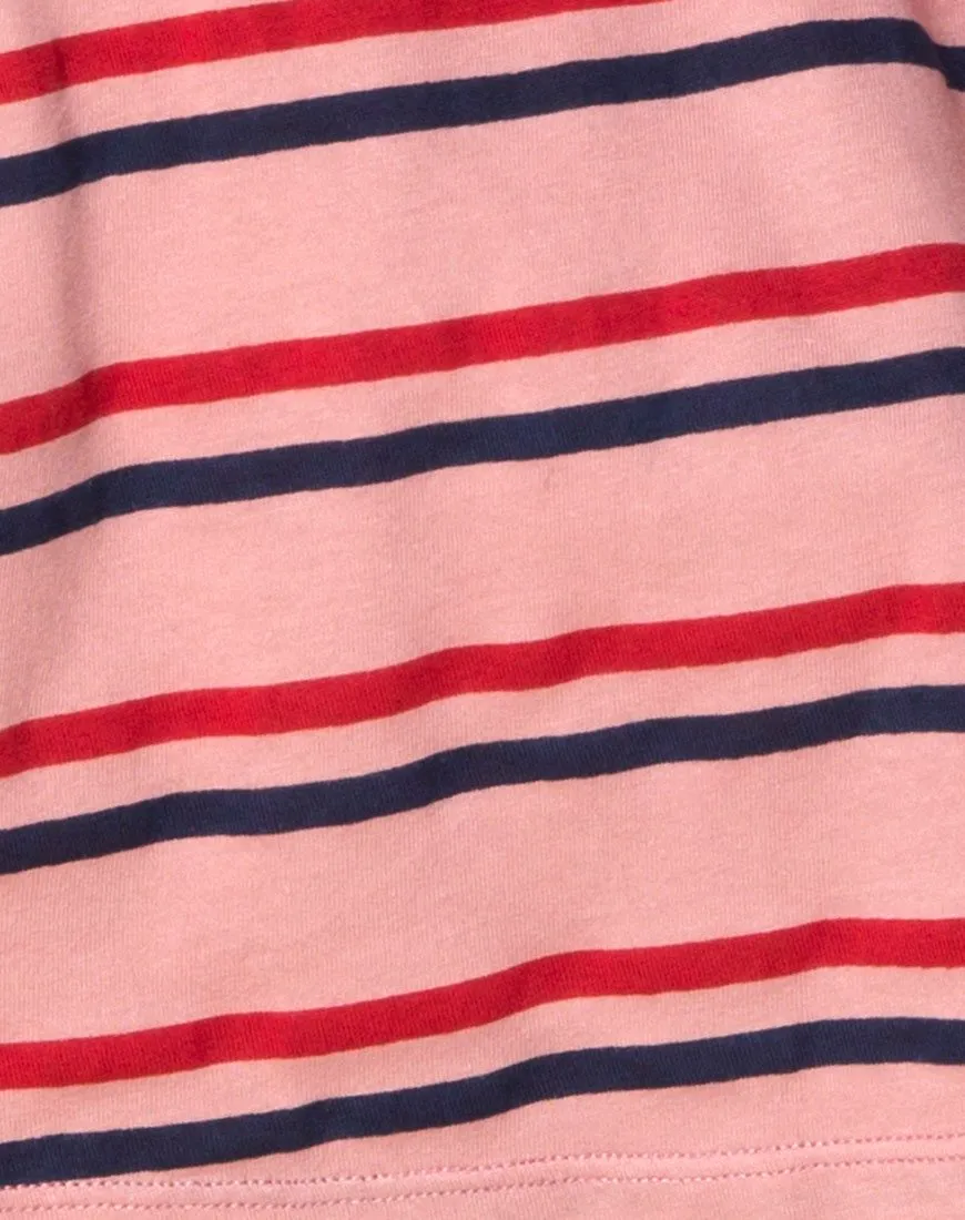 Super Cropped Tee in 70's Stripe Pink Horizontal