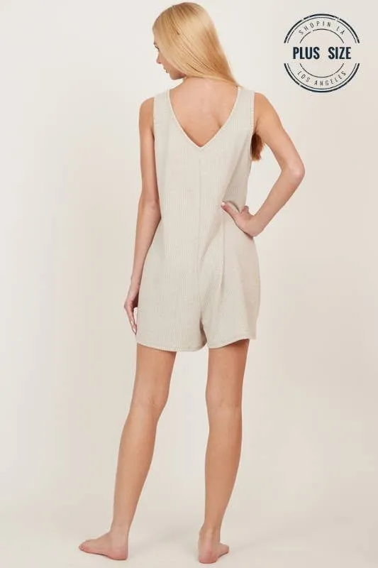 Taupe Plus Front Pocket Loose Shorts Jumper