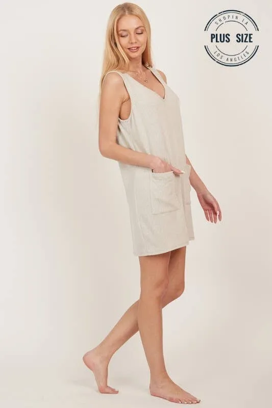 Taupe Plus Front Pocket Loose Shorts Jumper