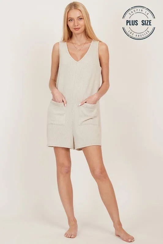 Taupe Plus Front Pocket Loose Shorts Jumper