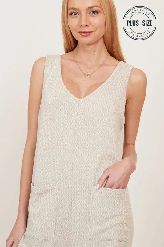Taupe Plus Front Pocket Loose Shorts Jumper