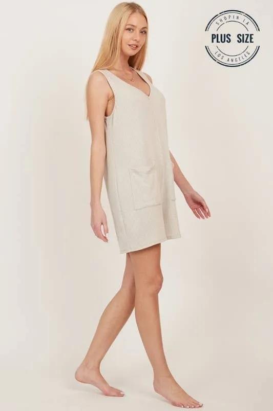 Taupe Plus Front Pocket Loose Shorts Jumper