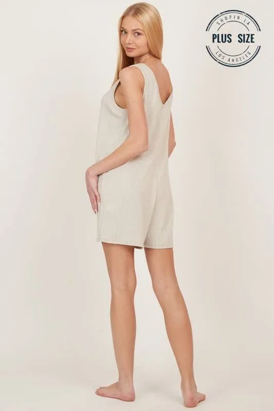 Taupe Plus Front Pocket Loose Shorts Jumper