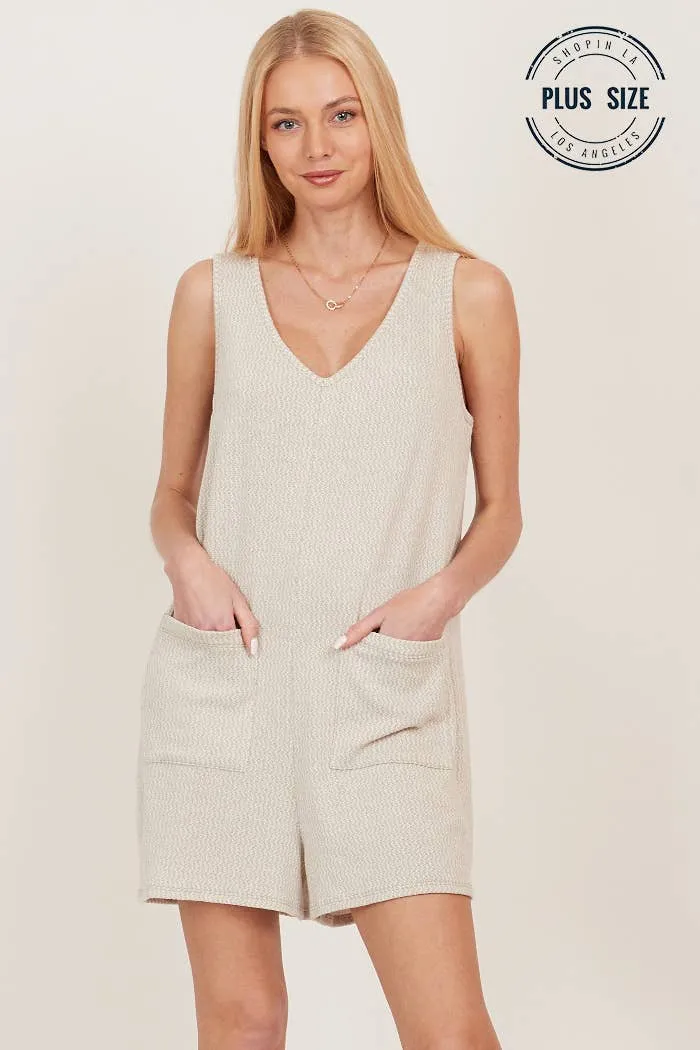 Taupe Plus Front Pocket Loose Shorts Jumper