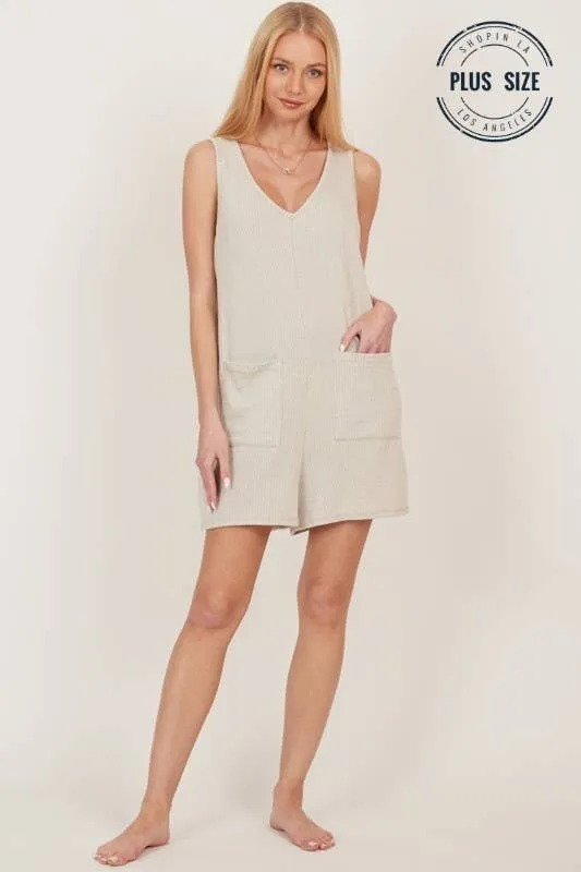 Taupe Plus Front Pocket Loose Shorts Jumper