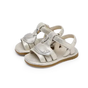 Tiny Swan Sandals | Silver Metallic Leather