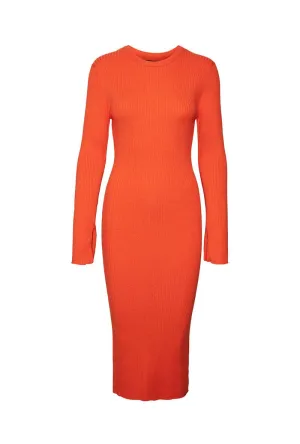 VERO MODA GOLD RIB LS ONECK LONG DRESS