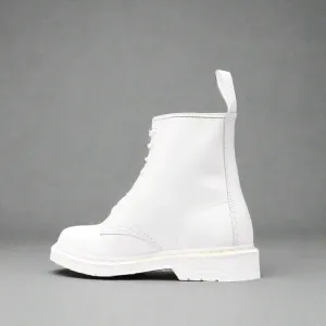 White Italian Leather Appoggio Ankle Rugged Lace Up Combat Hiking Boots with Chunky Track Sole - Boots