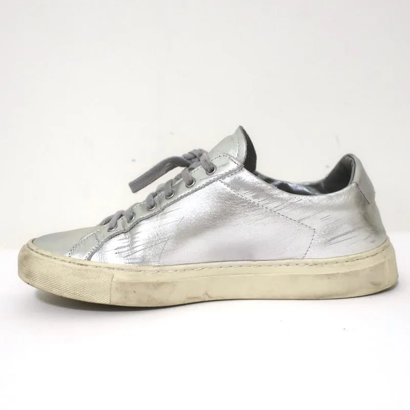 Woman by Common Projects Achilles Low Sneakers Silver Metallic Leather Size 38