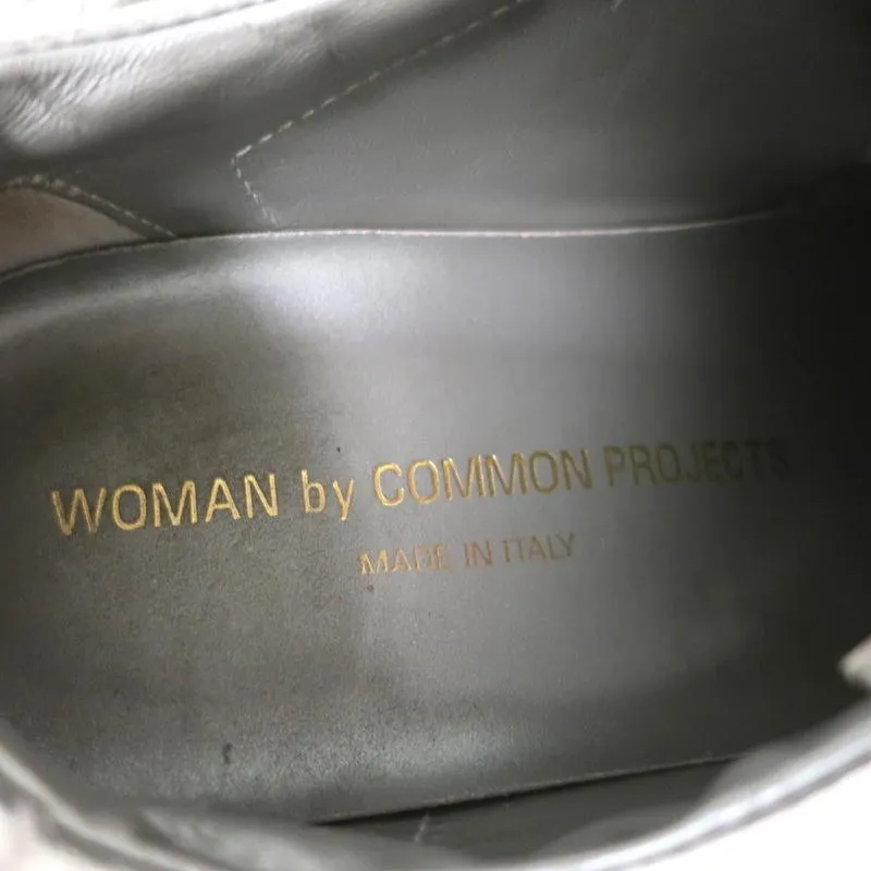Woman by Common Projects Achilles Low Sneakers Silver Metallic Leather Size 38