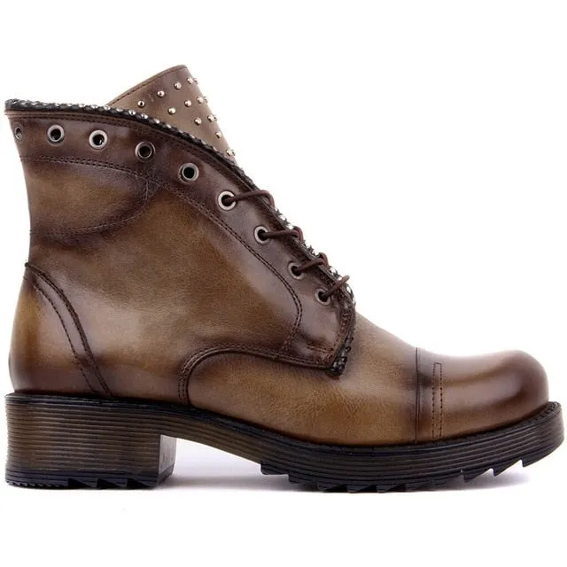 Women Genuine Leather Boots Winter