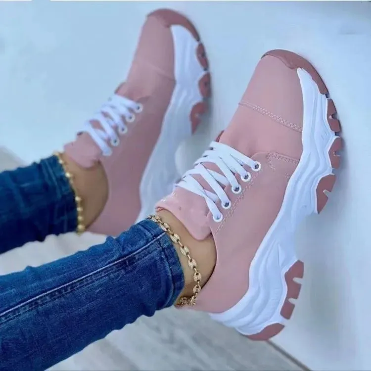 Women Pattern Casual Flat Lace-Up Sneakers