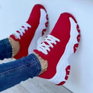 Women Pattern Casual Flat Lace-Up Sneakers