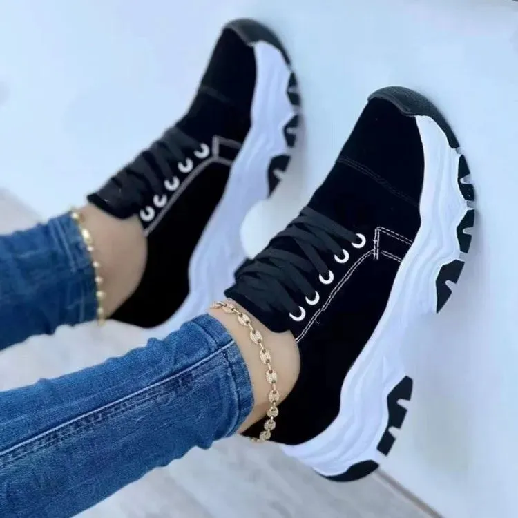 Women Pattern Casual Flat Lace-Up Sneakers