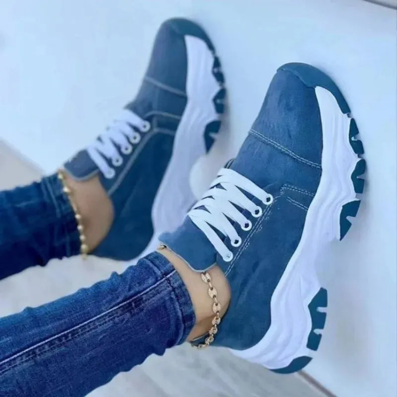 Women Pattern Casual Flat Lace-Up Sneakers