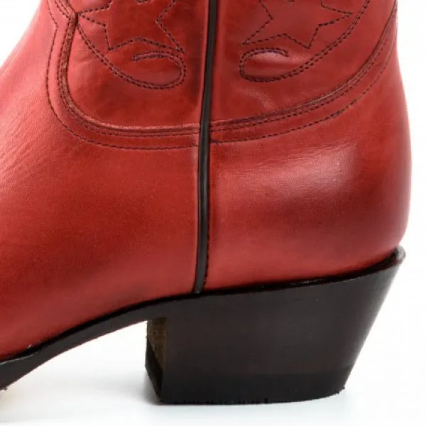 Women's Cowboy Boots or Ankle Boots Handcrafted Red Leather 2374 Texanas