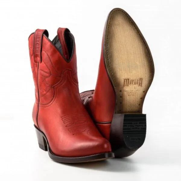 Women's Cowboy Boots or Ankle Boots Handcrafted Red Leather 2374 Texanas